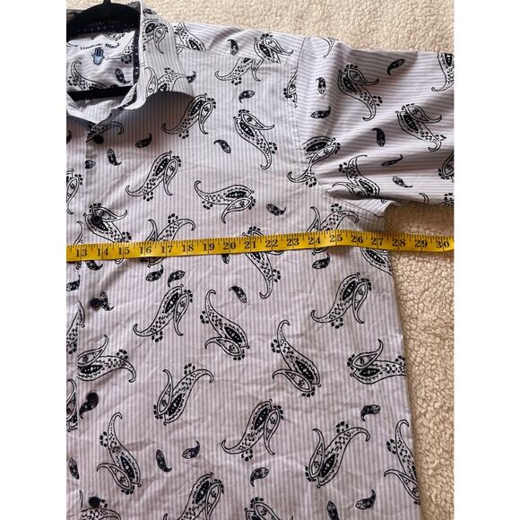 Visconti Black Shirt 2XLT Long Sleeve Button Down Light Blue Floral - Picture 7 of 10